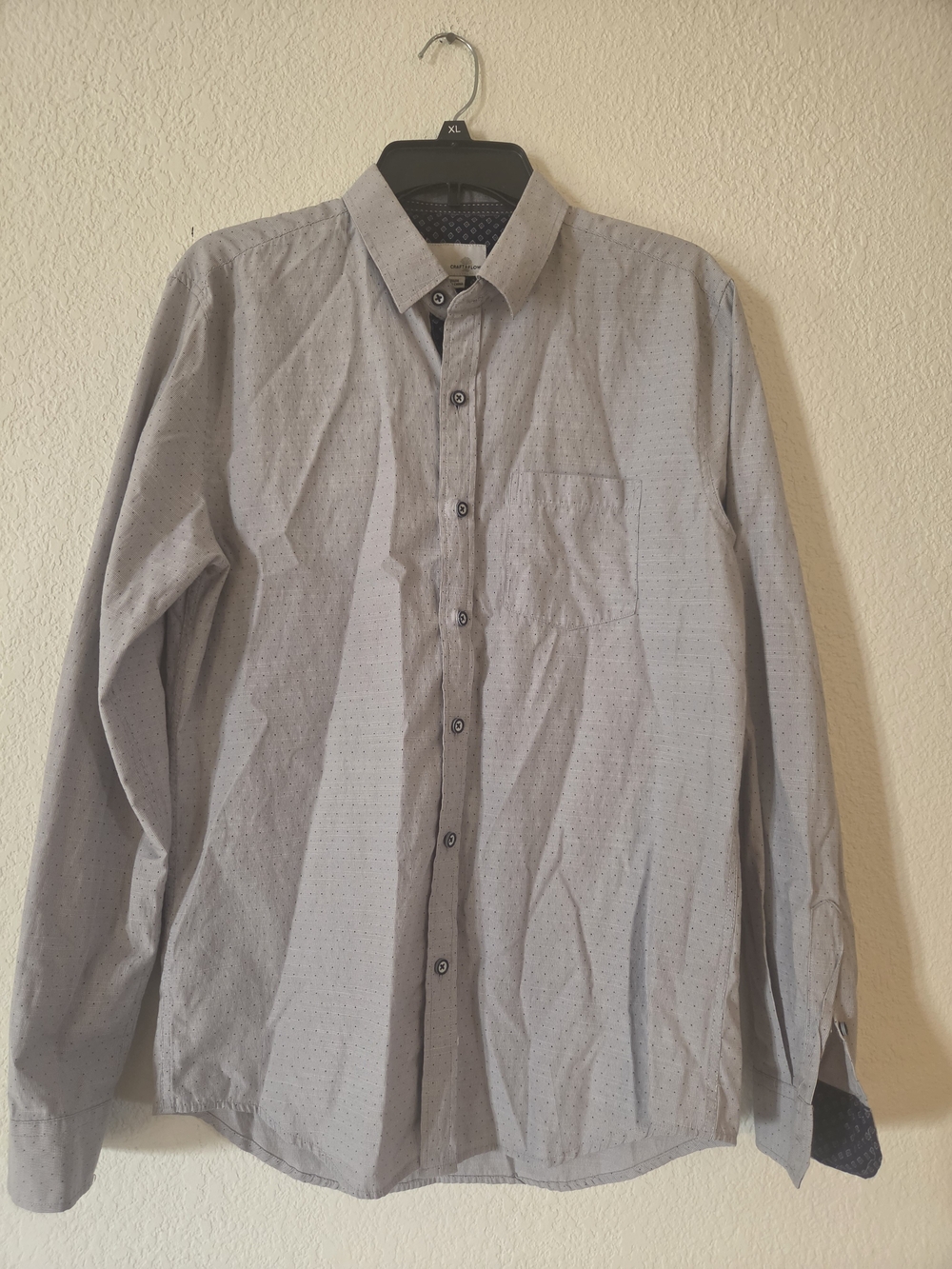 Men's  Button-Down Dress Shirt with Micro Dot Texture